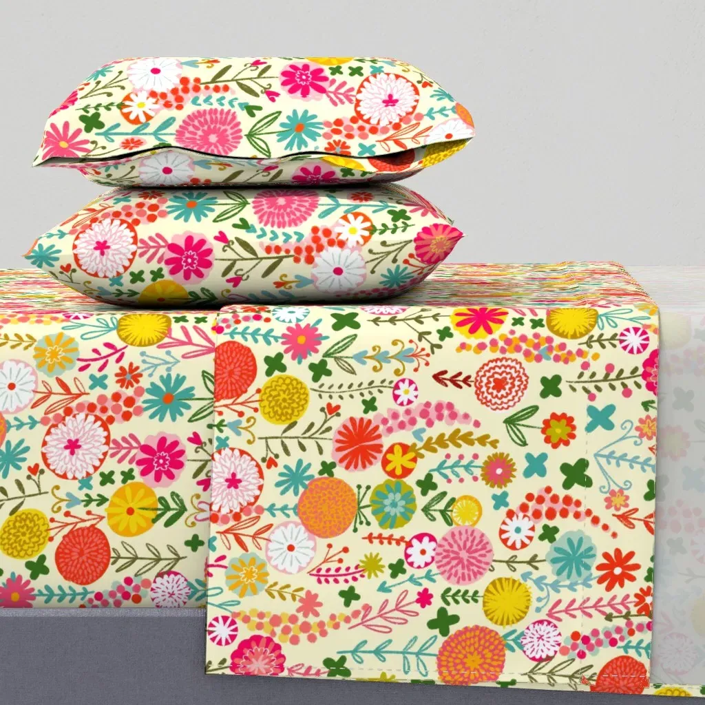 Spring Is Here Happy Garden Flower Queen Sheet Set - Pink product