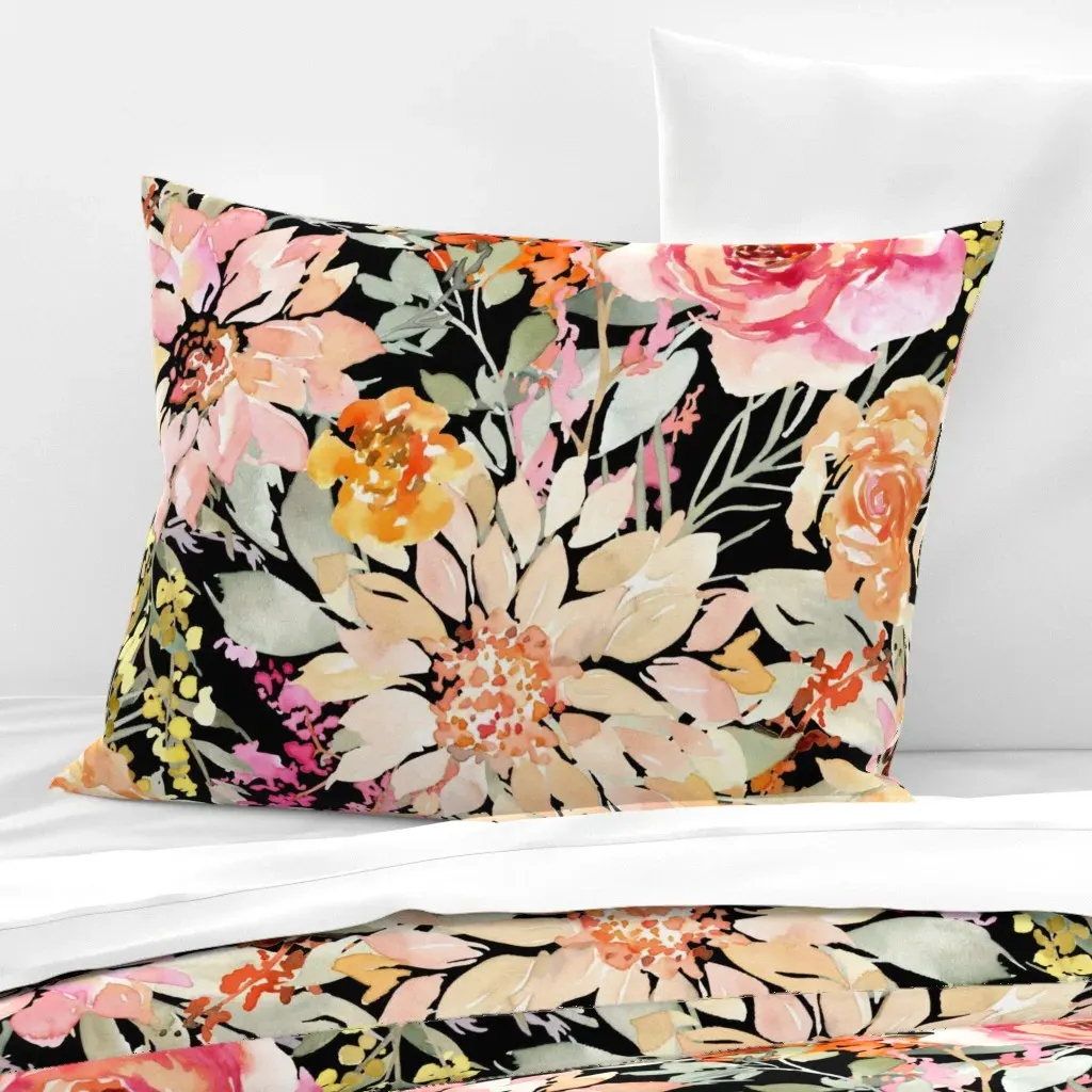 Spring Meadow Standard Knife Edge Pillow - Peach, Cotton Sateen product