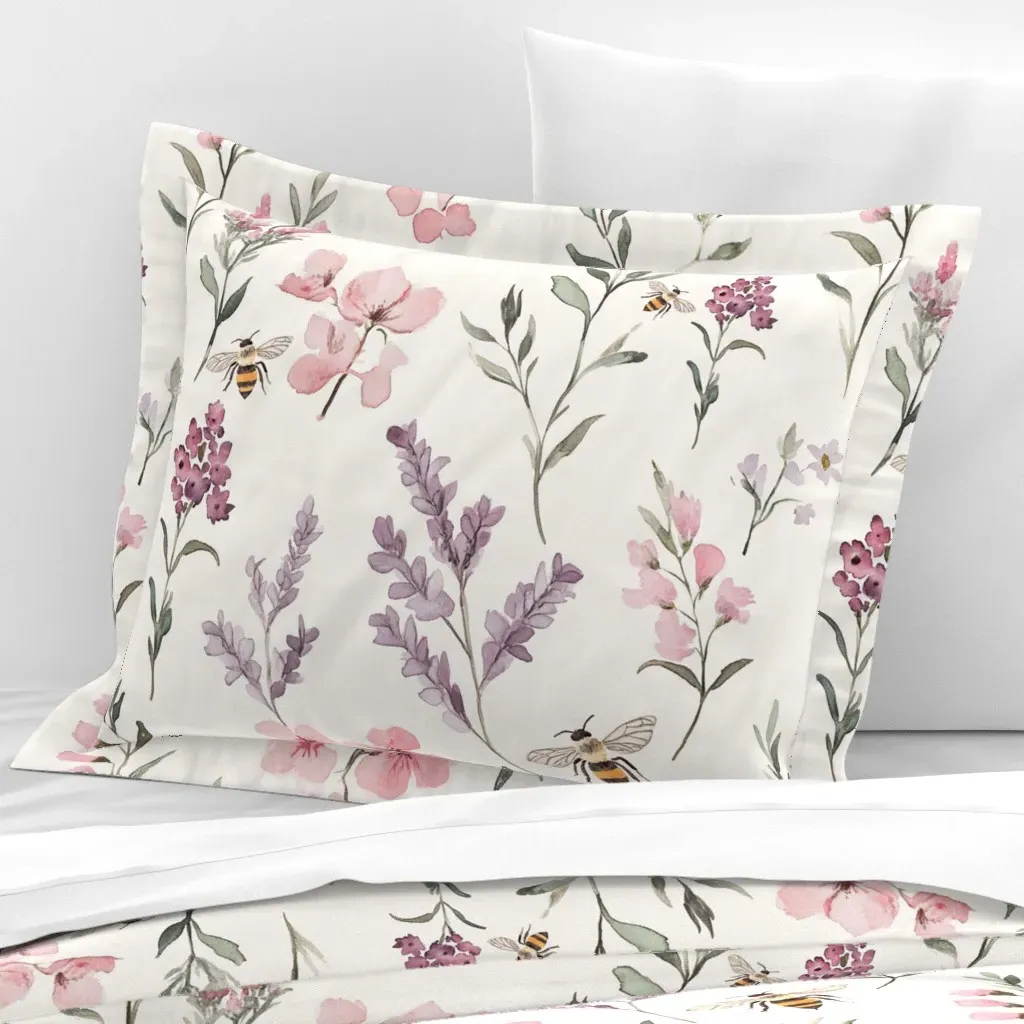 Spring Meadow8 Standard Flanged Pillowcase - Pink, Cotton Sateen product