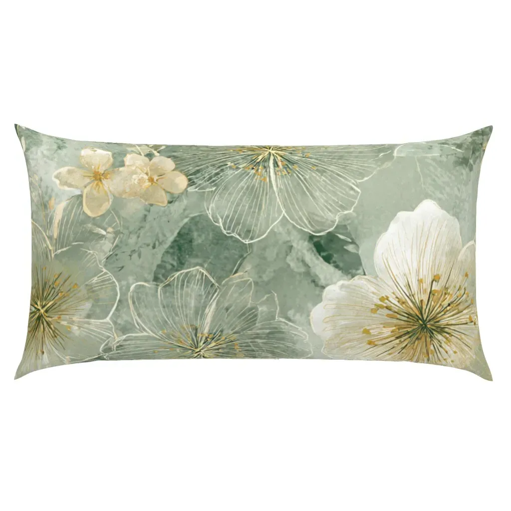 Spring Orchard Bloom Soft Sage Watercolor Floral King Pillow Sham - White product