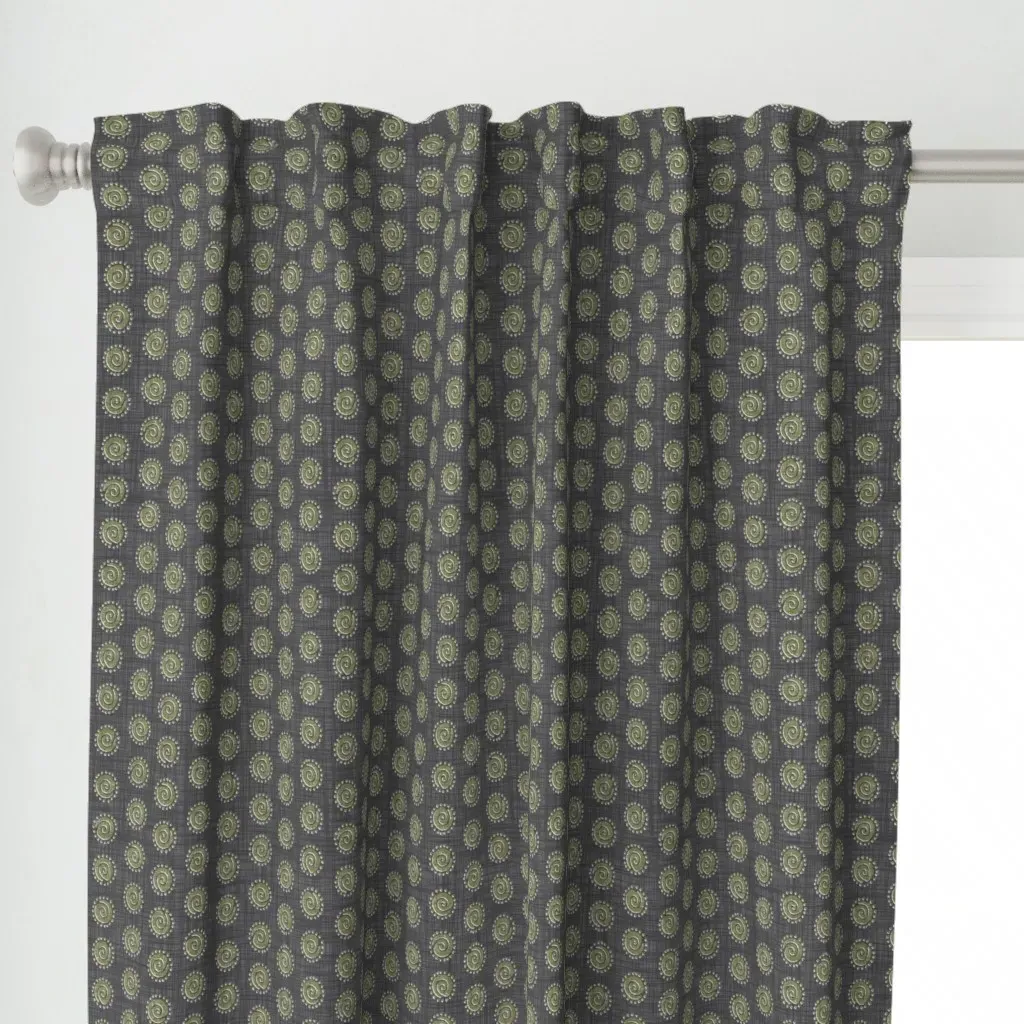 Spring Paisley Dots Curtain Panel - Olive Green alternate view