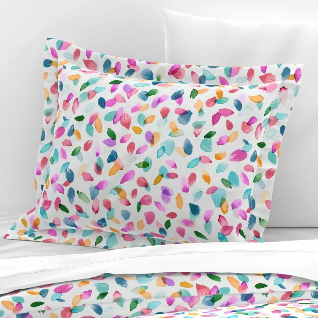 Spring Petals Floral Watercolor Standard Flanged Cushion - Pink, Cotton Sateen product