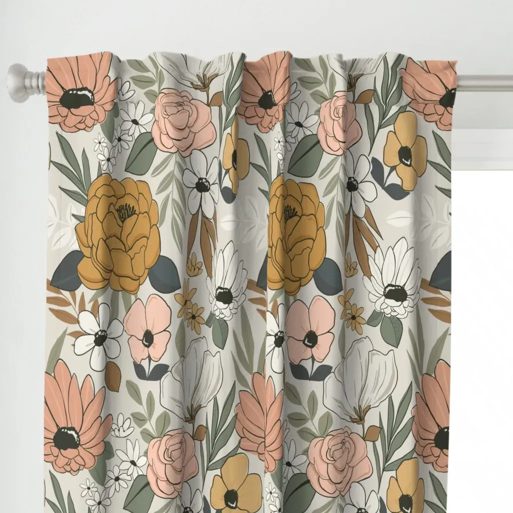 Spring Reverie Boho Curtain Panel - Mustard Yellow alternate view