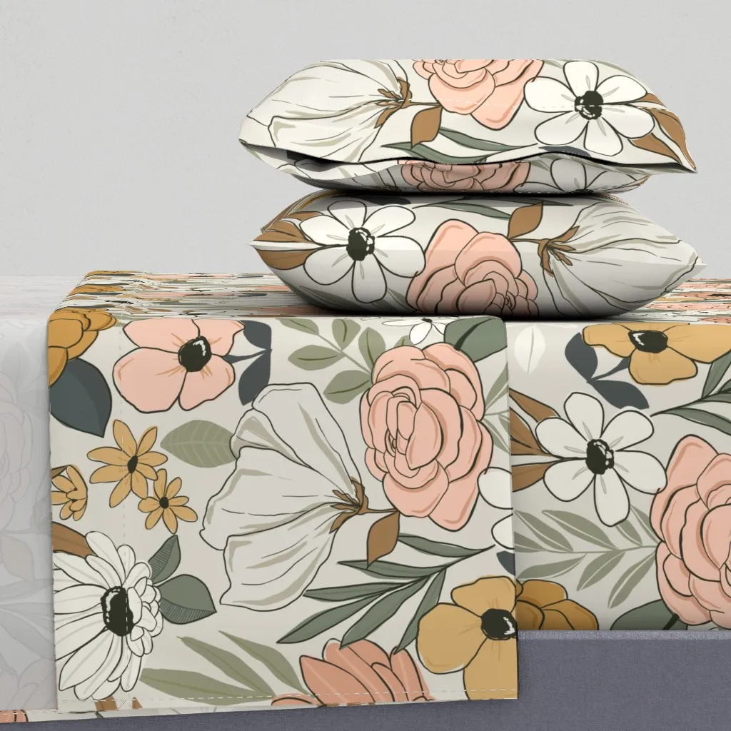 Spring Reverie Boho Floral Twin Sheet Set - Mustard Yellow product