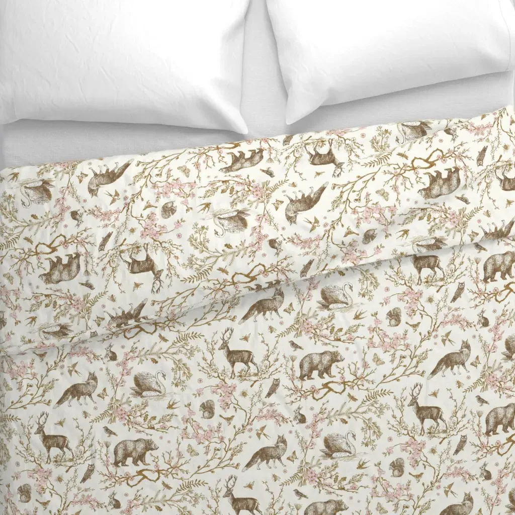 Spring Woodland Toile Duvet Cover - Sepia alternate view