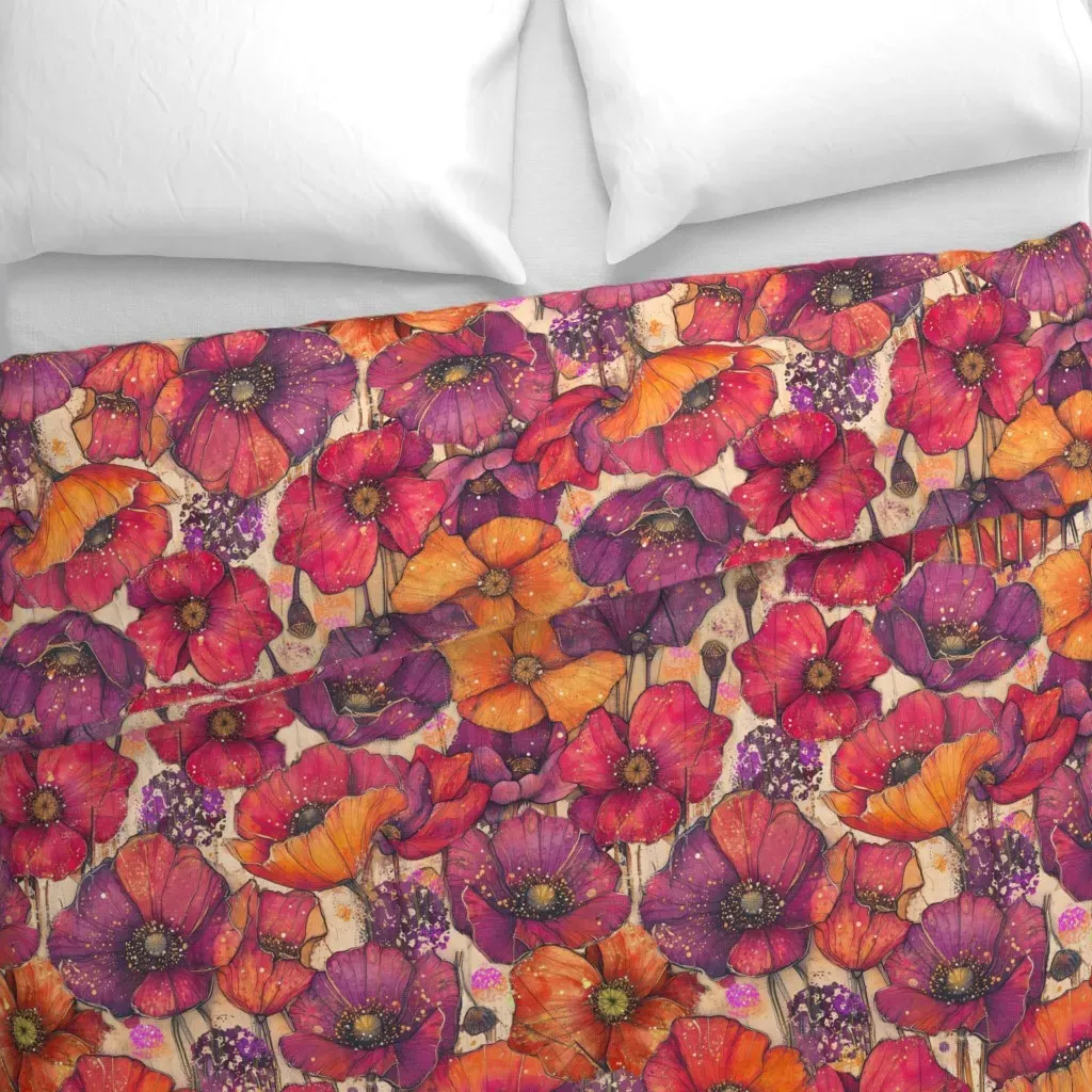 Springful Poppies Painting L Duvet Cover - Purple alternate view