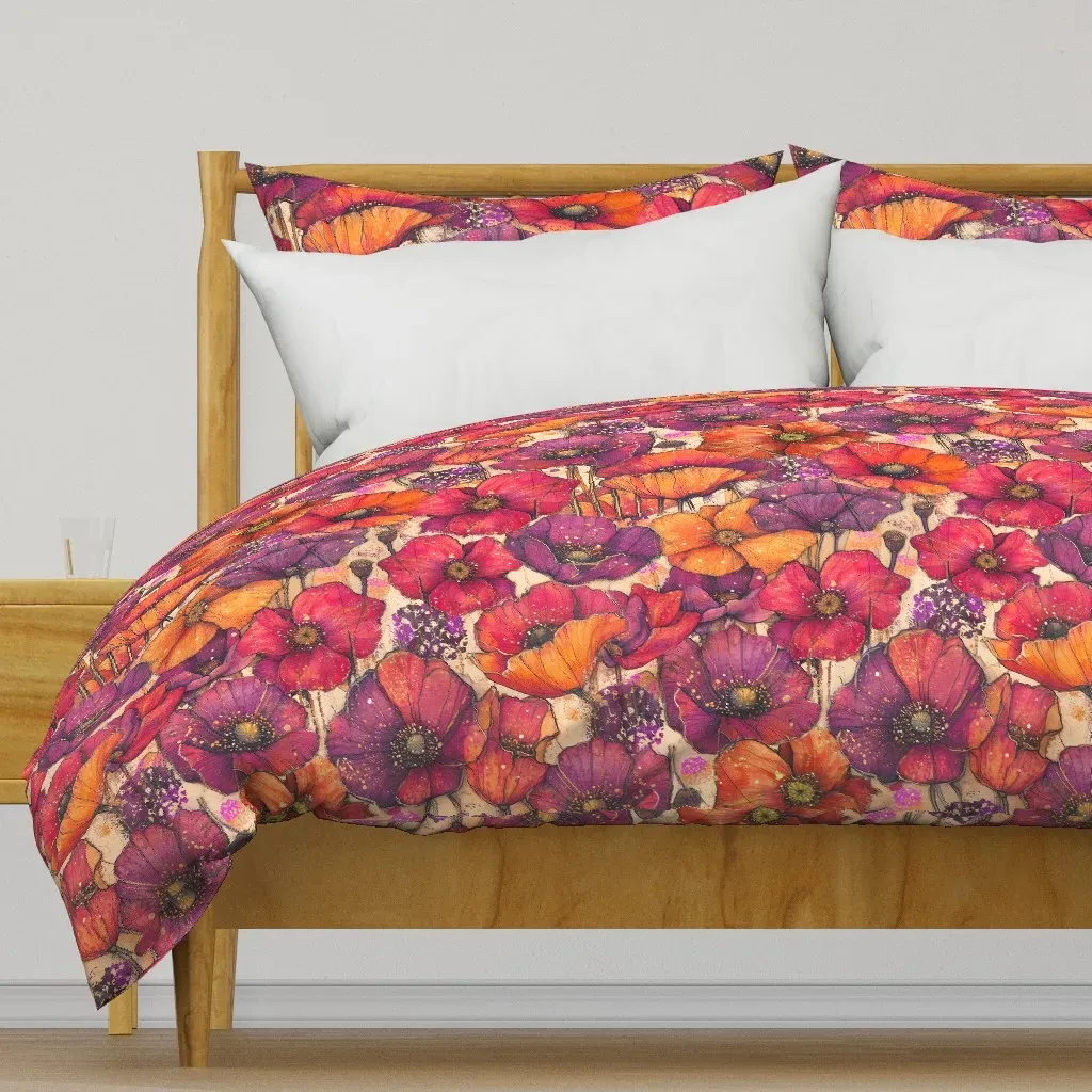 Springful Poppies Painting L Duvet Cover - Purple product