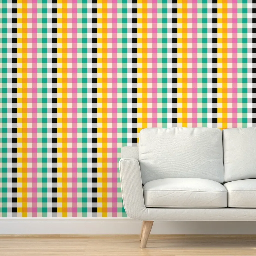 Springtime Gingham Check Peel and Stick Wallpaper - Pink product
