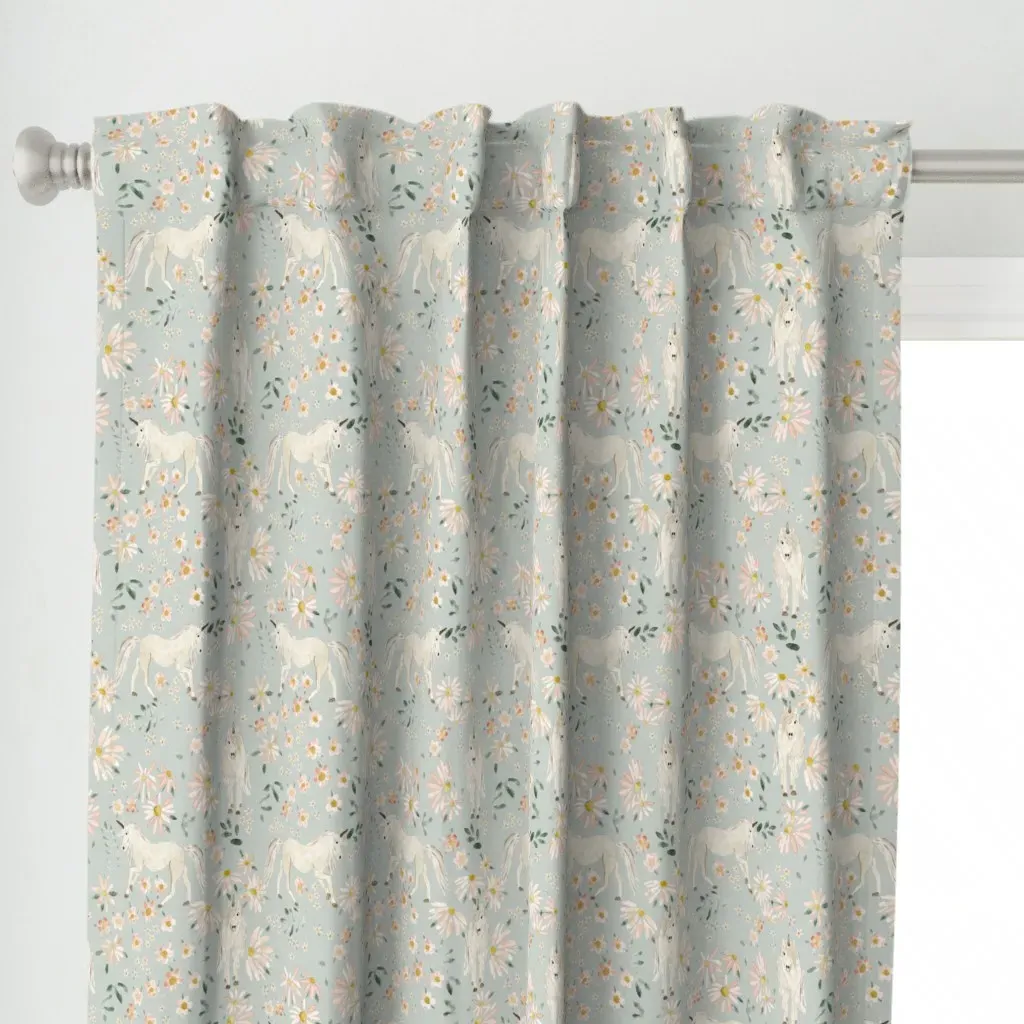 Springtime Unicorns Curtain Panel - White alternate view