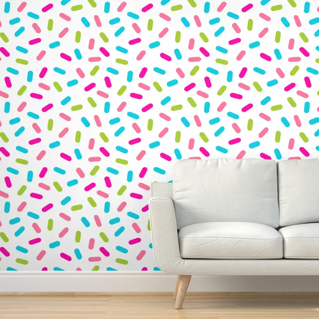 Sprinkles Donut Peel and Stick Wallpaper - Pink, Teal product