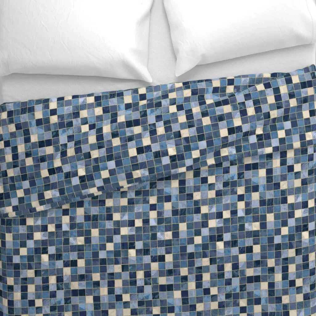 Square Textured Marbled L Duvet Cover - Blue alternate view
