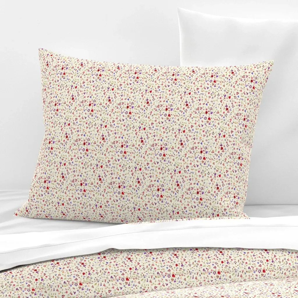 Square Tiny Flowers Knife Edge Pillow - Cream, Cotton Sateen product