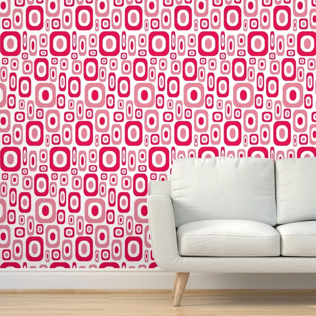 Squarely Vermilion Peel and Stick Wallpaper - Pink product