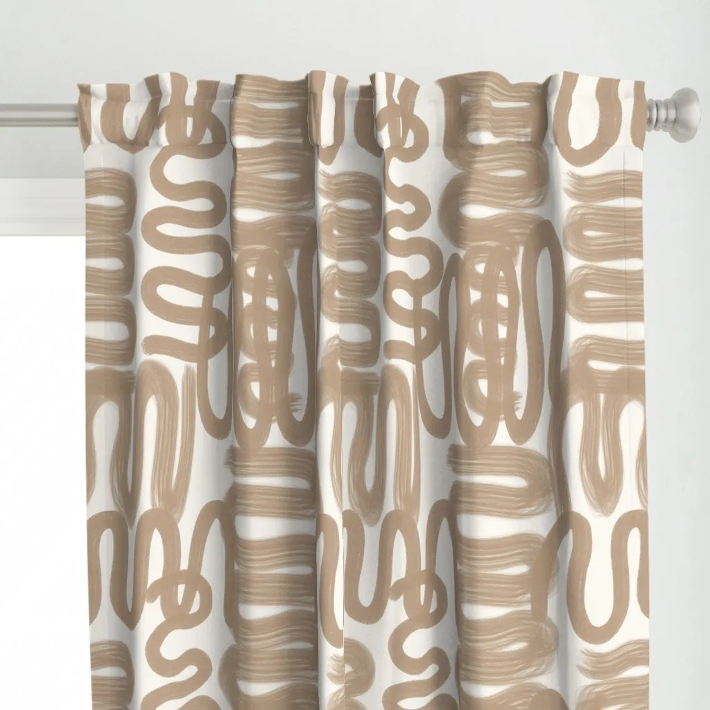 Squiggle Bark Curtain Panel - Taupe, Cream alternate view