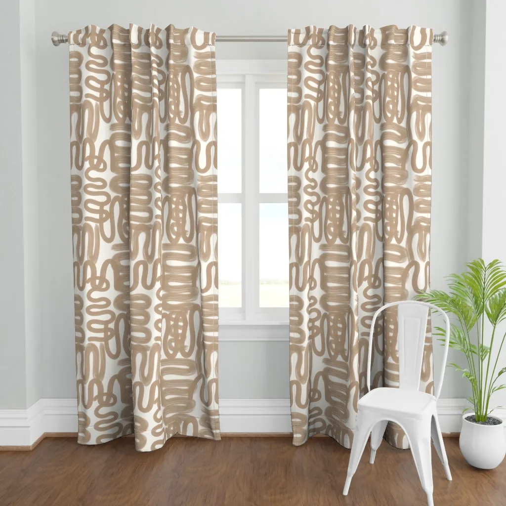 Squiggle Bark Curtain Panel - Taupe, Cream product