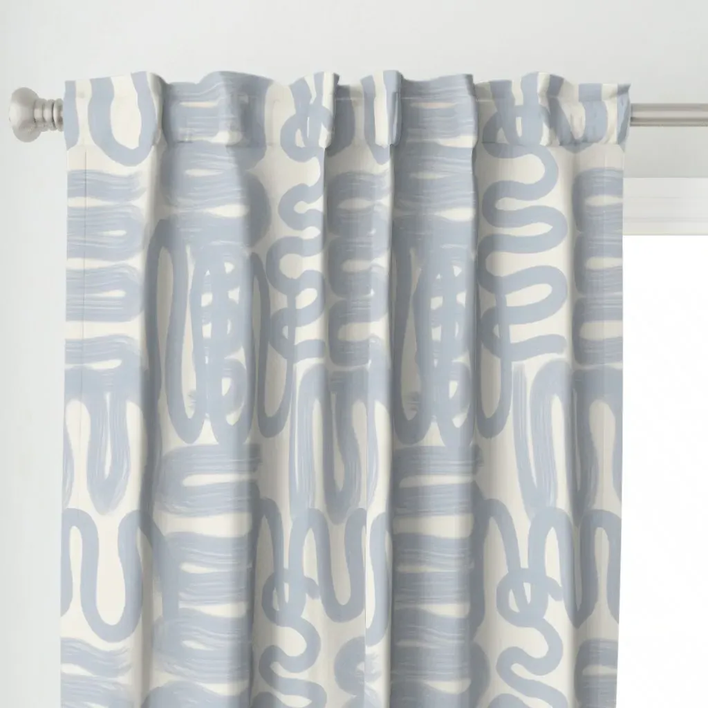 Squiggle Curtain Panel - Dusty Blue alternate view