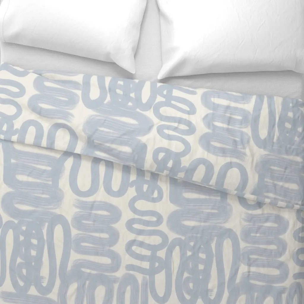 Squiggle Duvet Cover - Dusty Blue, Cream alternate view