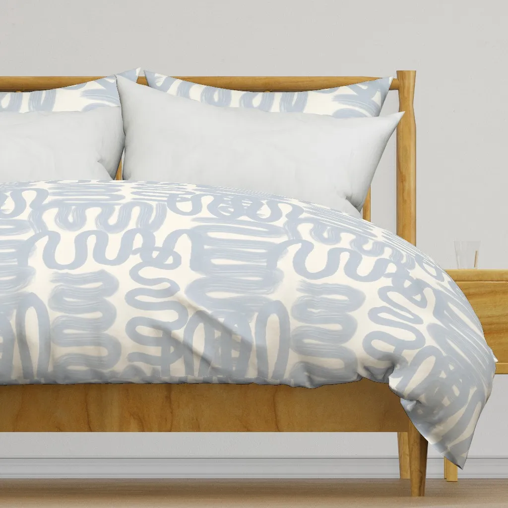 Squiggle Duvet Cover - Dusty Blue, Cream product