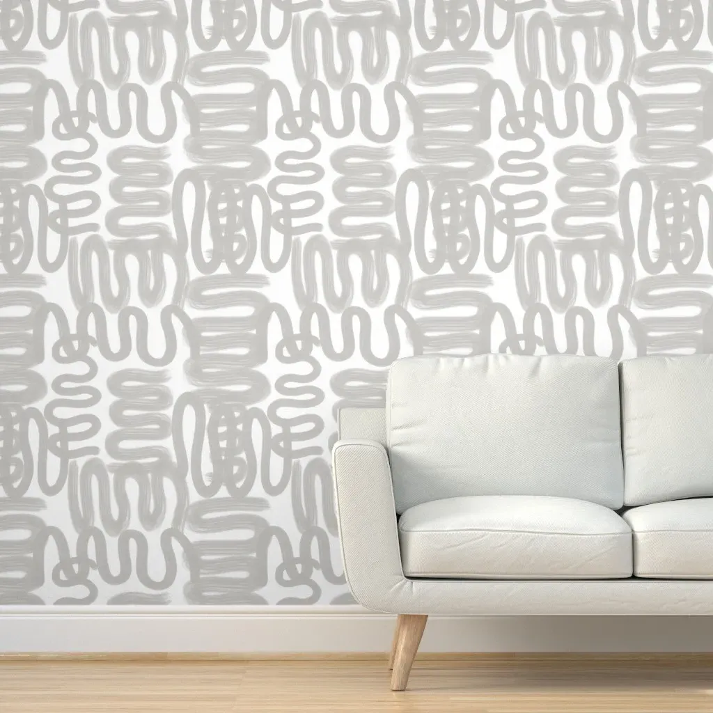 Squiggle Harbor Peel and Stick Wallpaper - Light Gray product