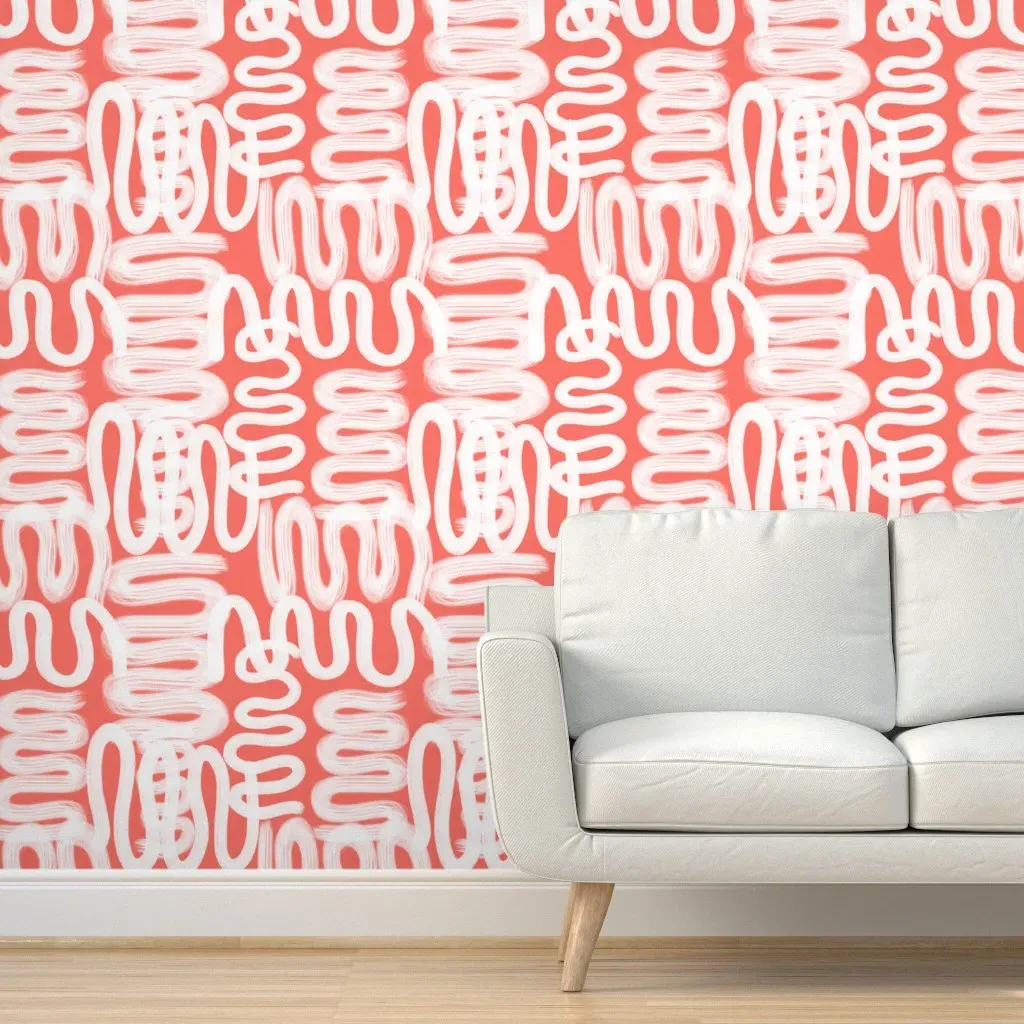 Squiggle Peel and Stick Wallpaper - Coral product