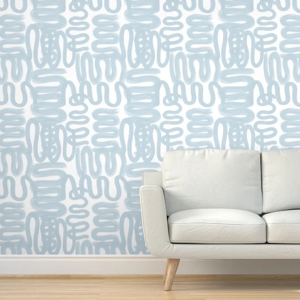 Squiggle Peel and Stick Wallpaper - Light Blue product