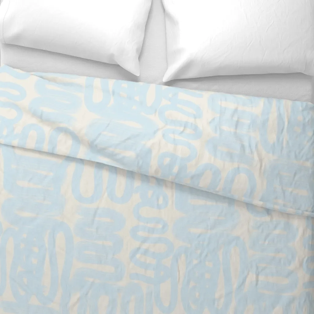 Squiggle Soft Duvet Cover - Light Blue, Cream alternate view