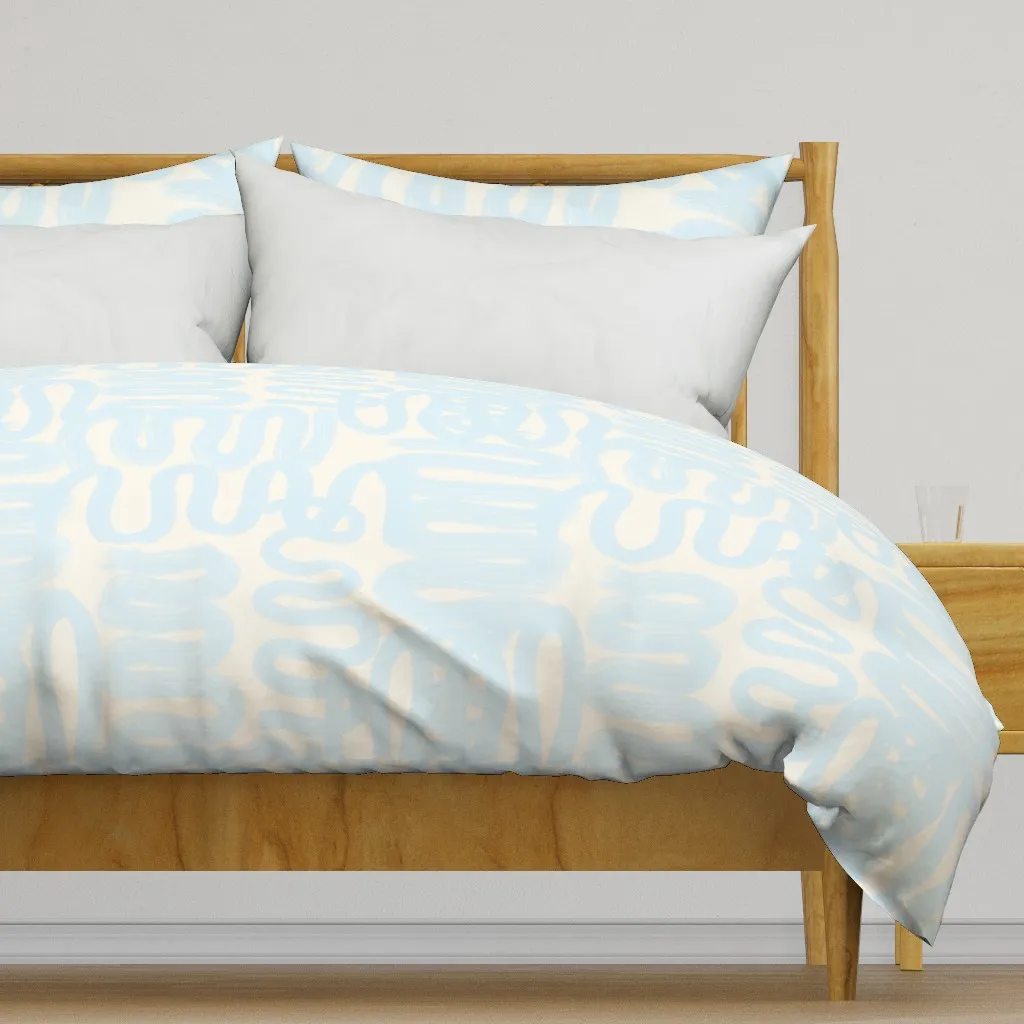 Squiggle Soft Duvet Cover - Light Blue, Cream product