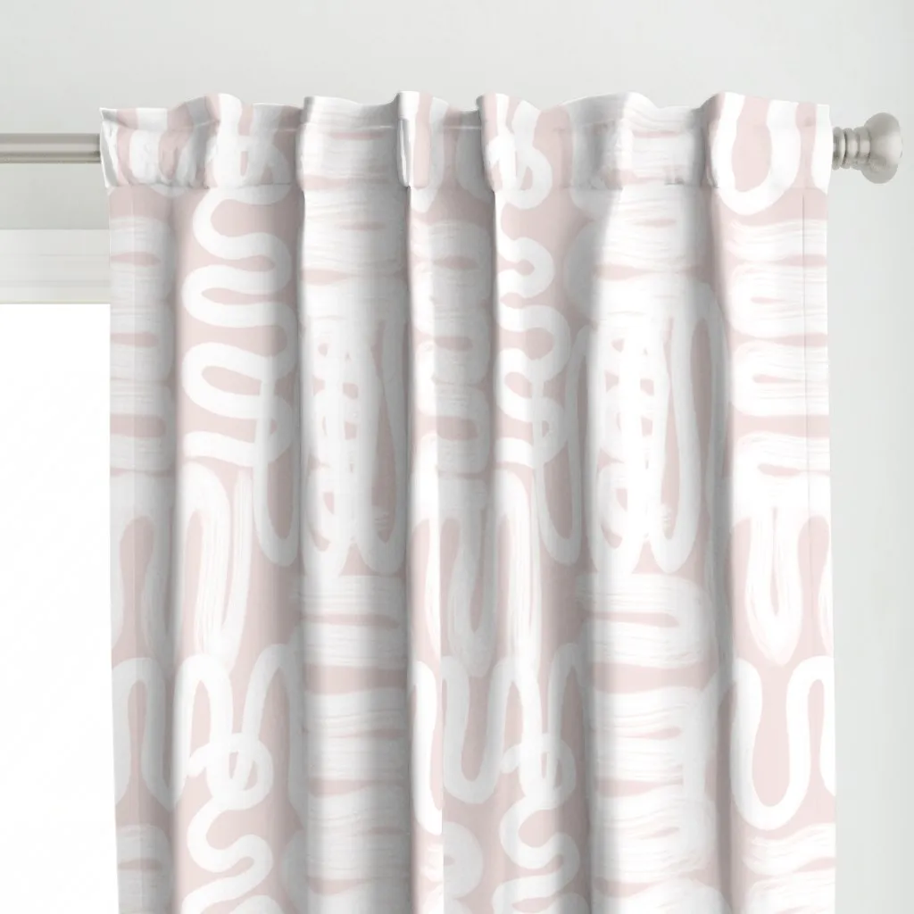 Squiggle White On Petal Curtain Panel - White alternate view