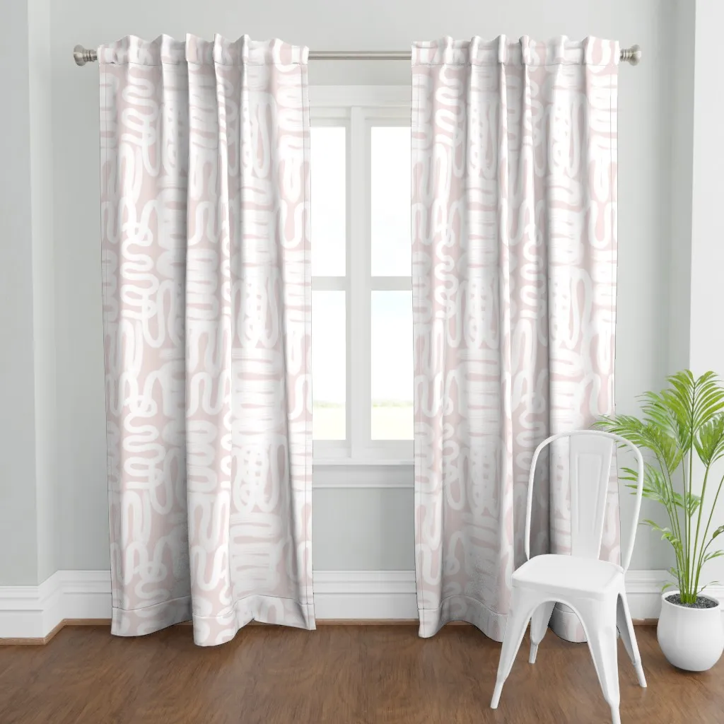 Squiggle White On Petal Curtain Panel - White product