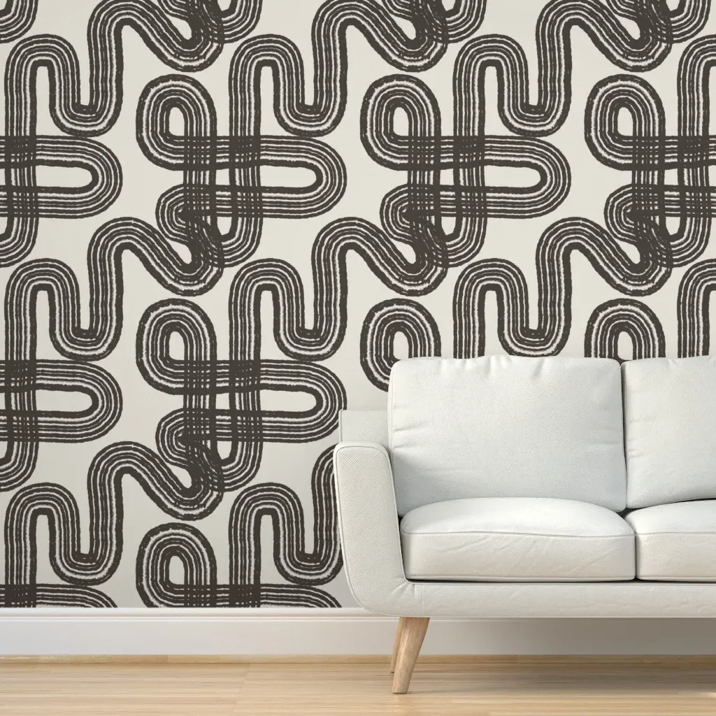 Squiggly Brush Strokes Peel and Stick Wallpaper - Brown product