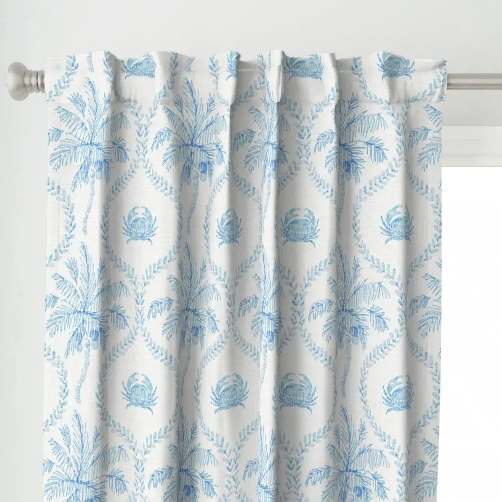 St Barts Tropical Curtain Panel - Light Blue alternate view