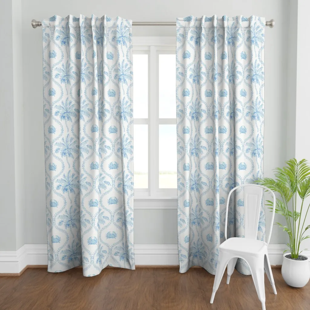 St Barts Tropical Curtain Panel - Light Blue product