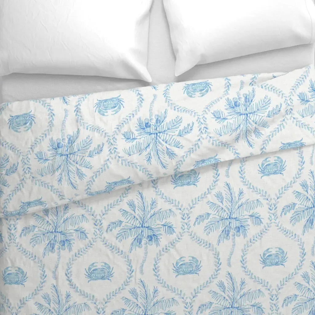 St Barts Tropical Palms Duvet Cover - Light Blue alternate view