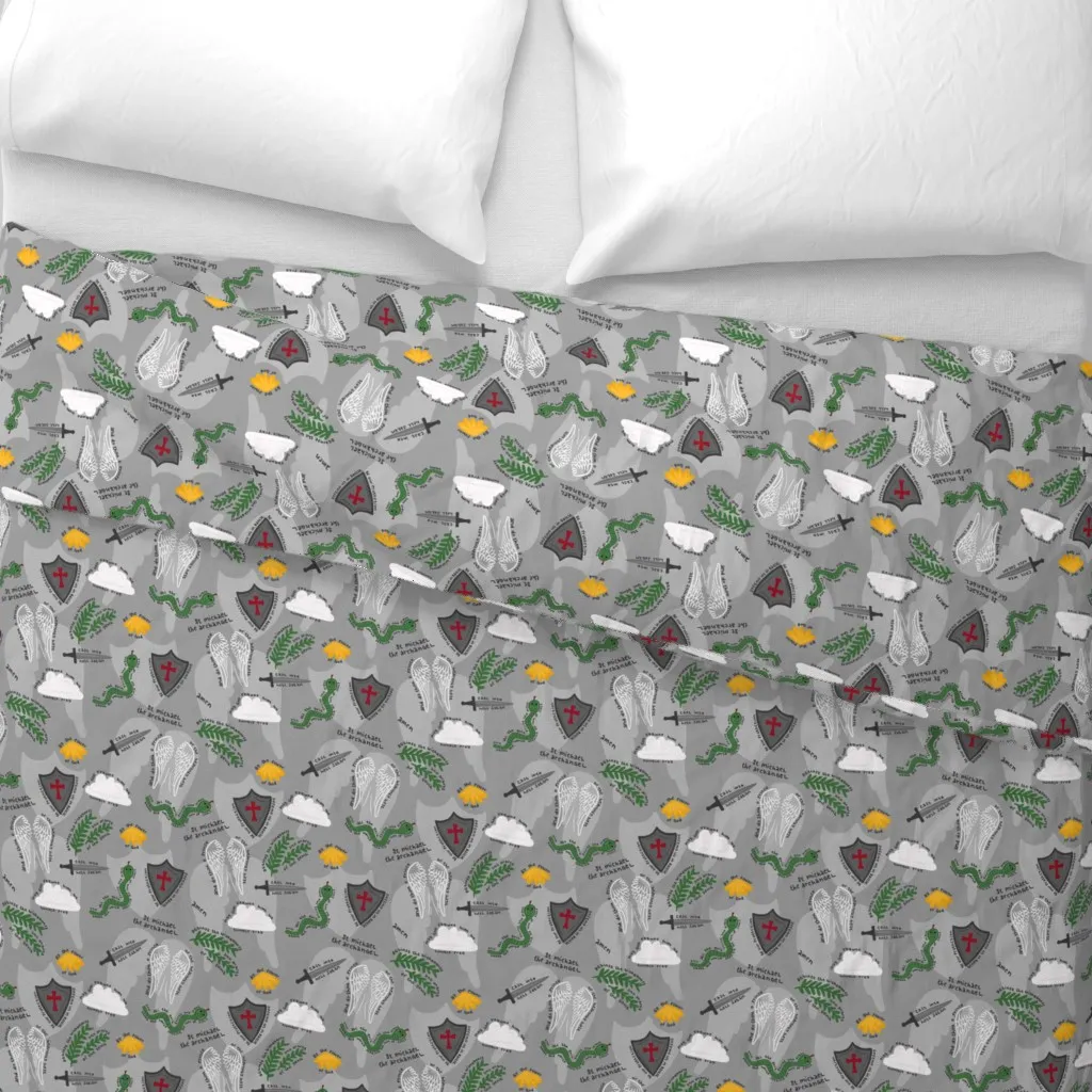 St Michael The Archangel Duvet Cover - Gray alternate view