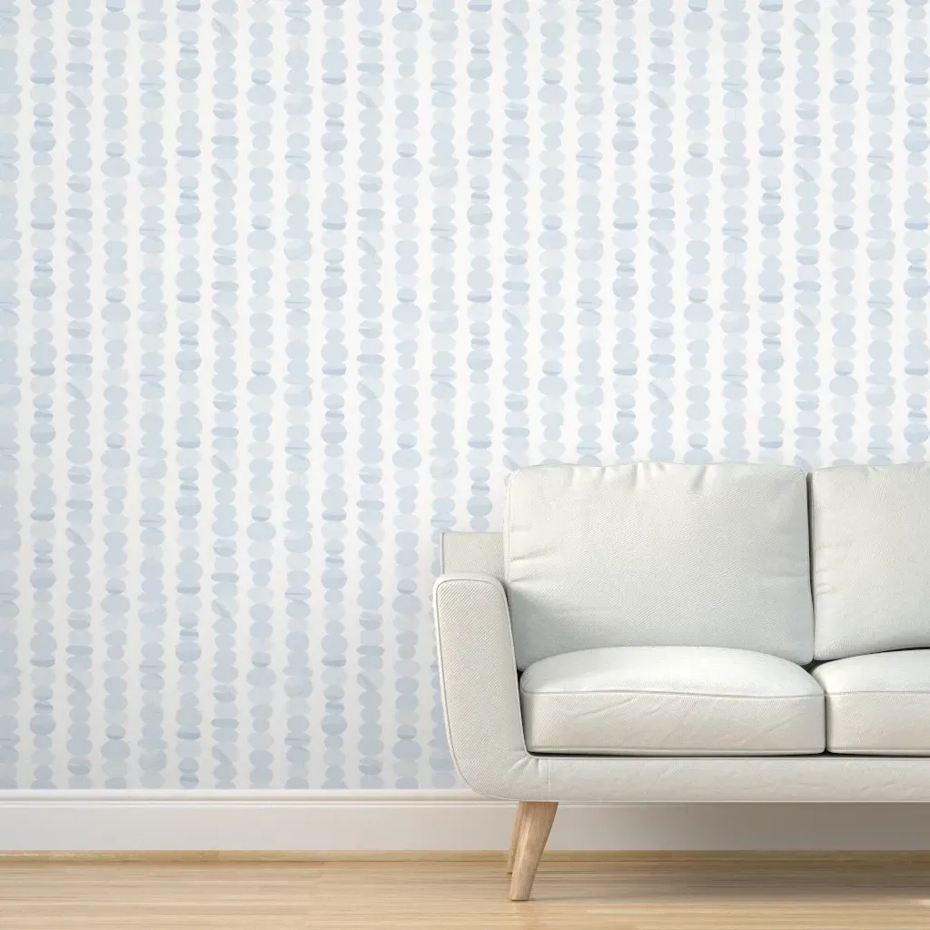 Stacked Beach Pebbles Stones Peel and Stick Wallpaper - Light Blue product