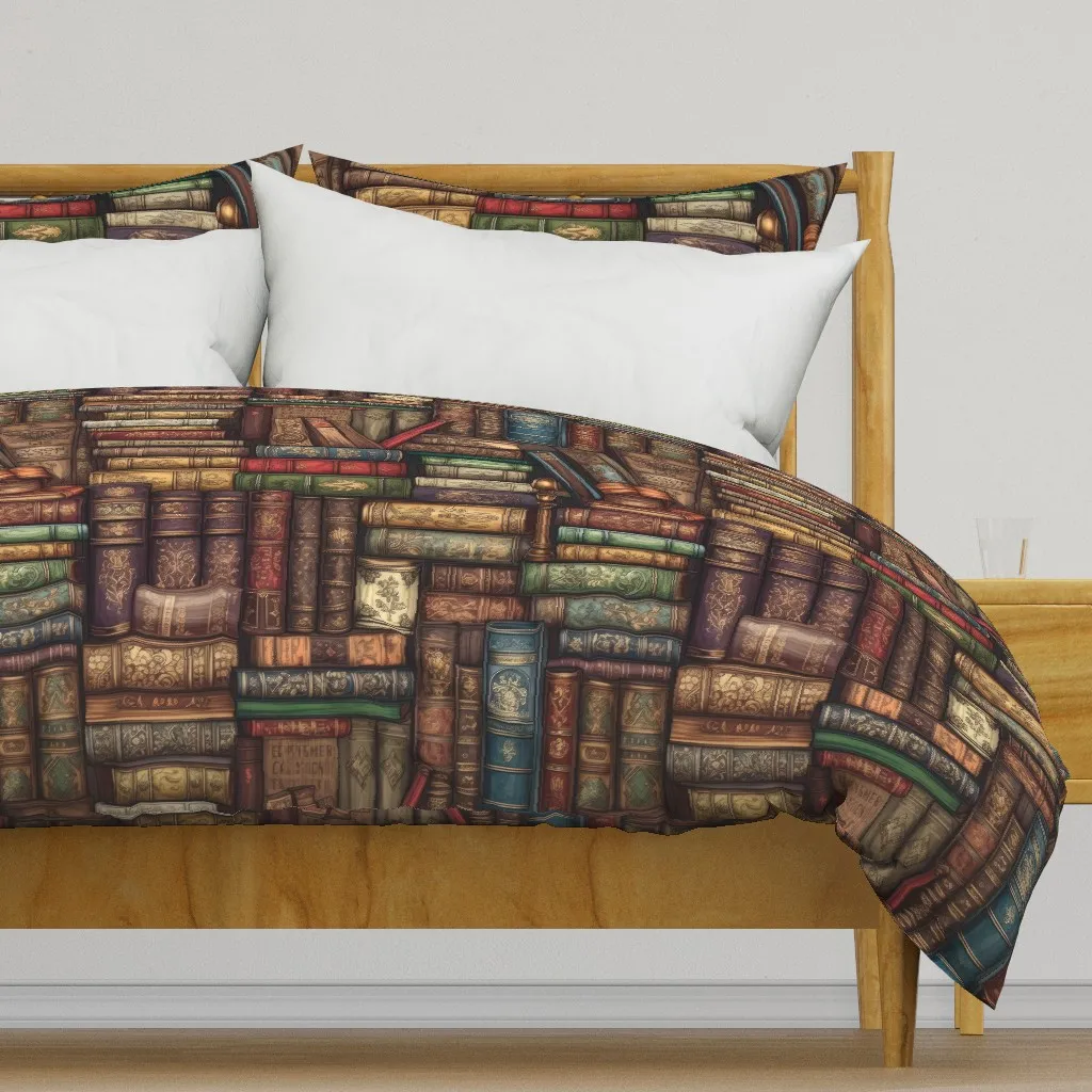 Stacked Bound Vintage Books Duvet Cover - Dark Brown product