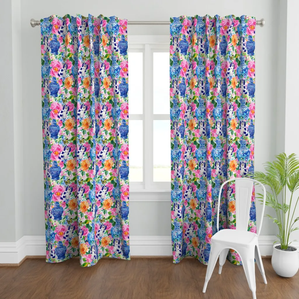 Staffordshire Dogs Curtain Panel - White product
