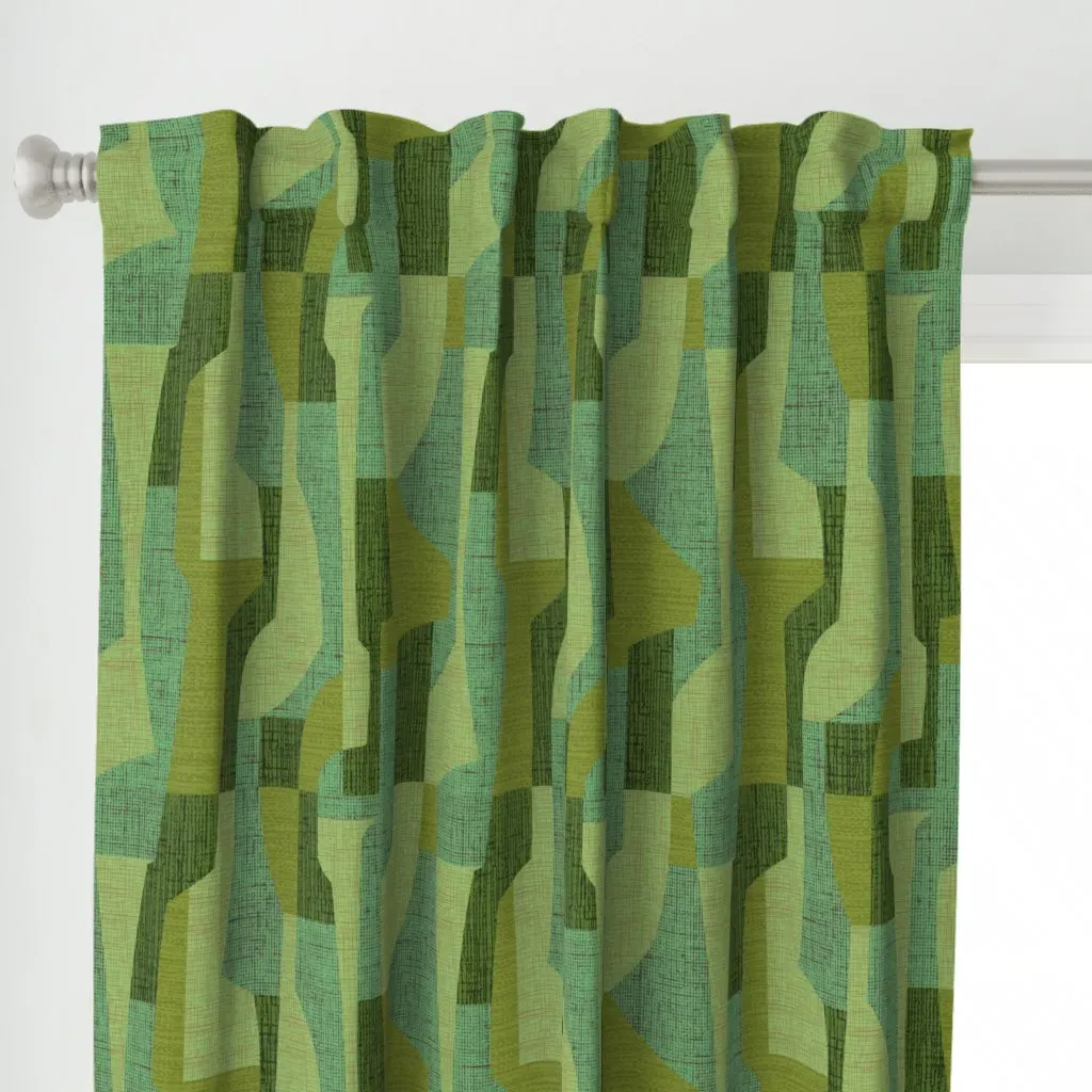 Staggered MCM Curtain Panel - Olive Green alternate view