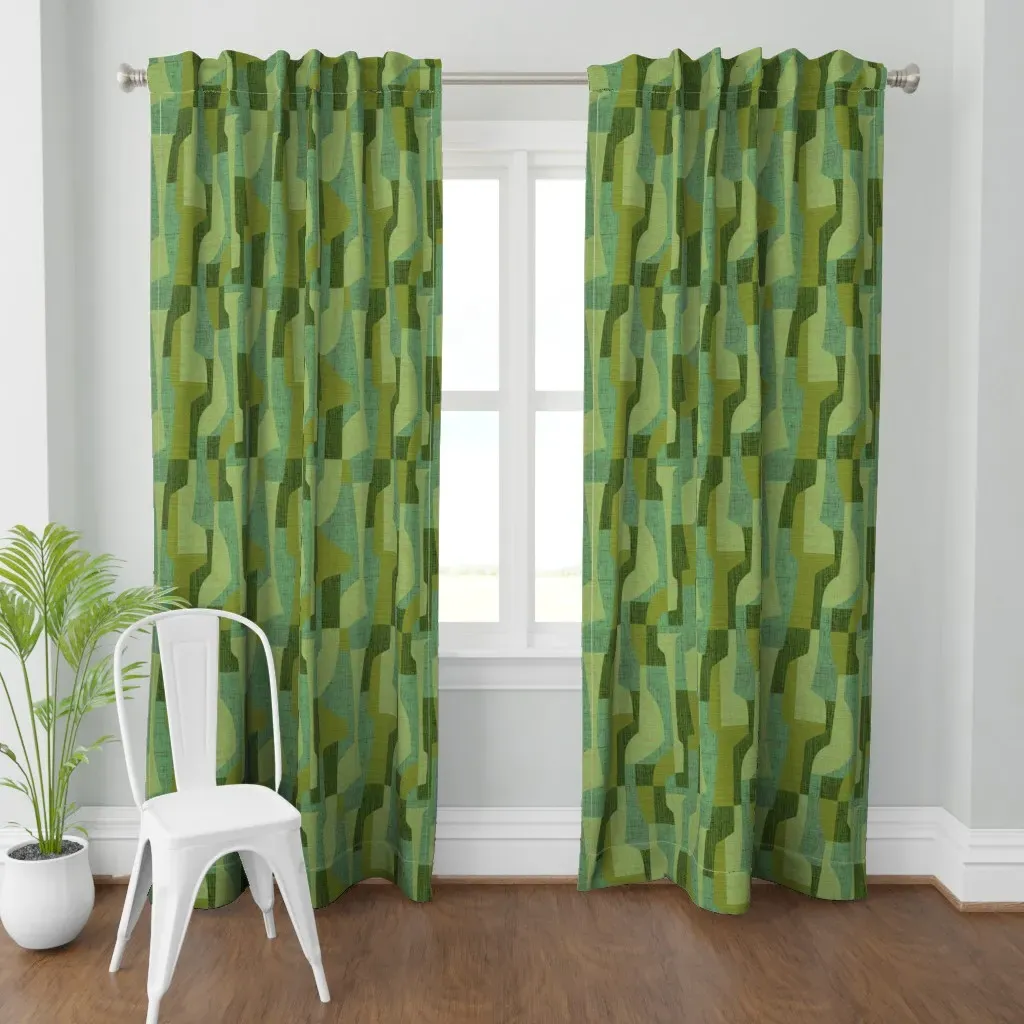 Staggered MCM Curtain Panel - Olive Green product