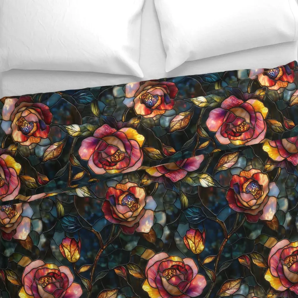 Stained Glass Fire Kissed Duvet Cover - Burgundy alternate view