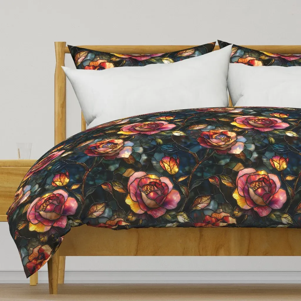 Stained Glass Fire Kissed Duvet Cover - Burgundy product
