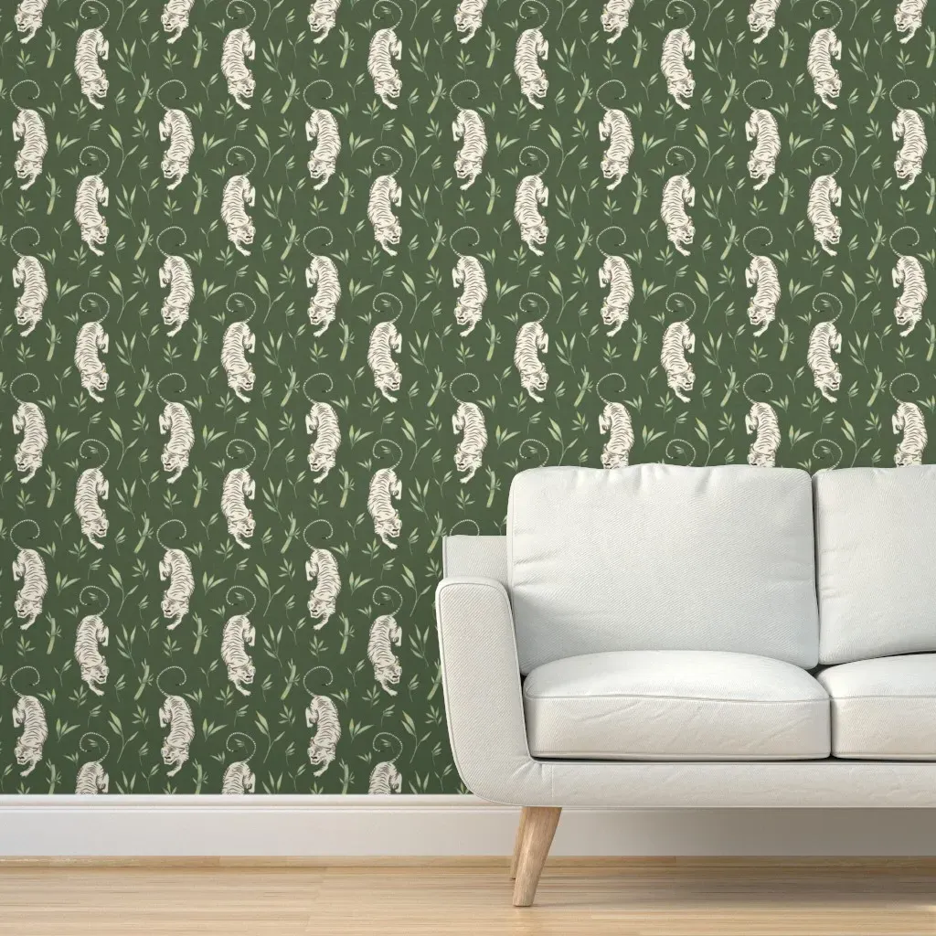 Stalking Siberian Evergreen Peel and Stick Wallpaper - White product