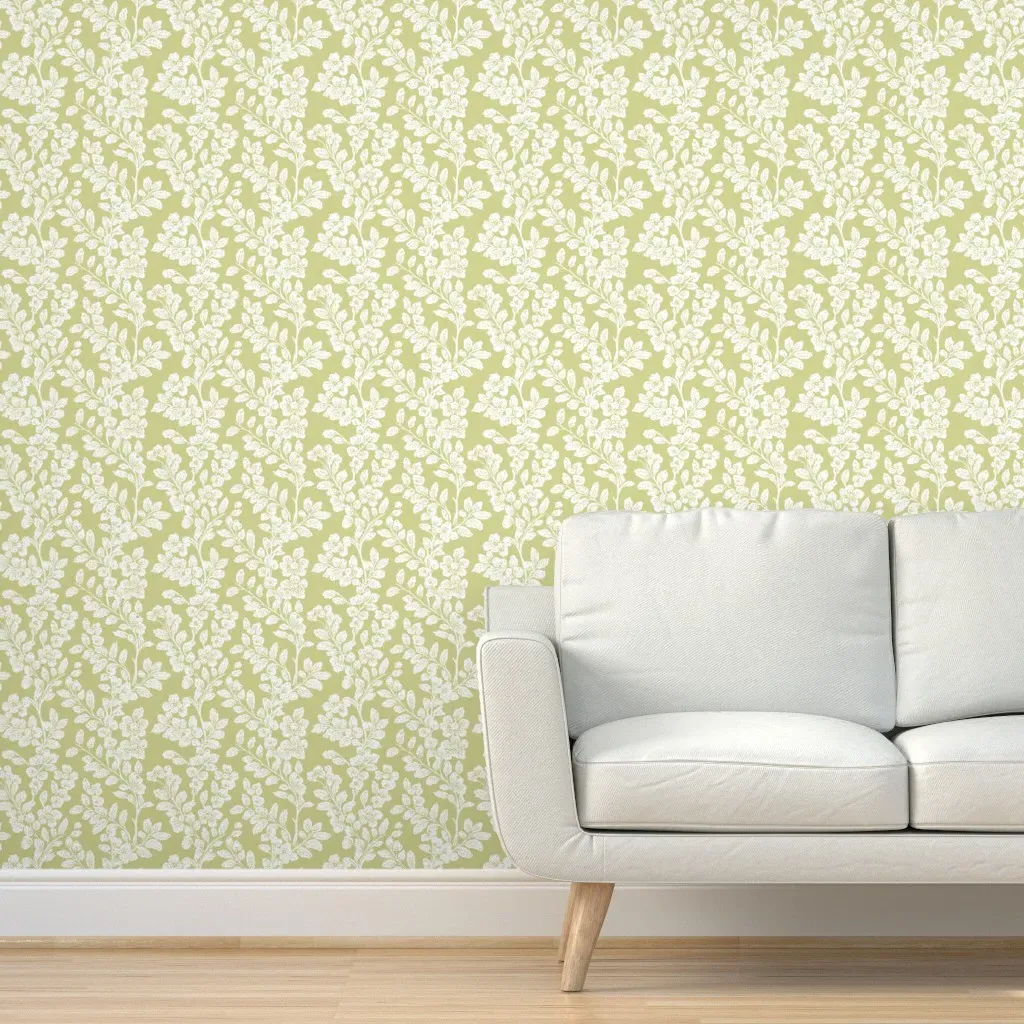 Stamped Leaves Peel and Stick Wallpaper - White product