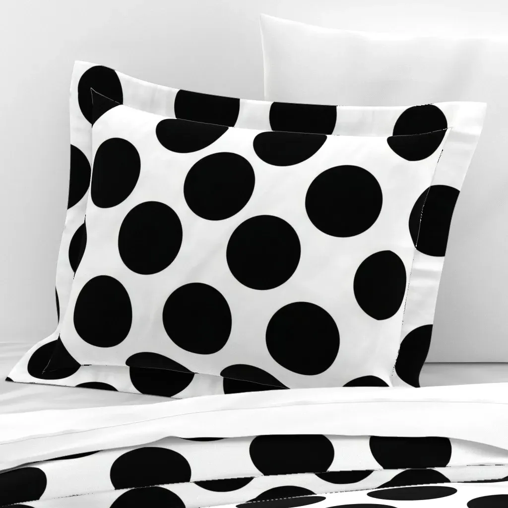 Standard Flanged Cushion Cover Polka Dot - Black, Cotton Sateen product