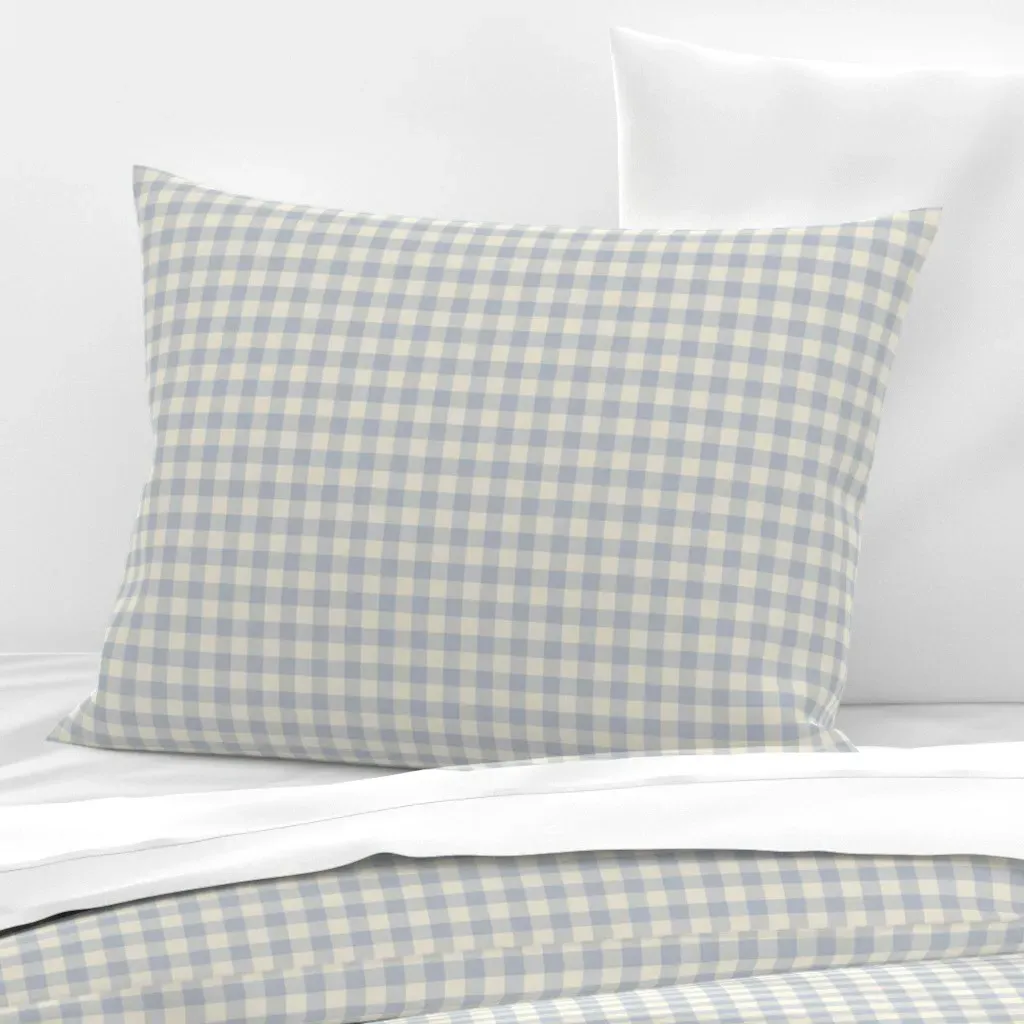 Standard Knife Edge Cushion Cover Gingham Check - Light Blue, Cotton Sateen product