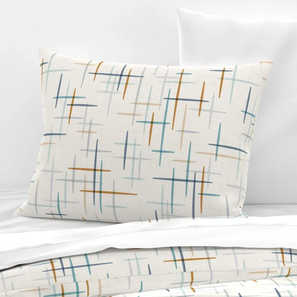 Standard Knife Edge Pillow Cover - Blue Aqua Orange, Cotton Sateen product