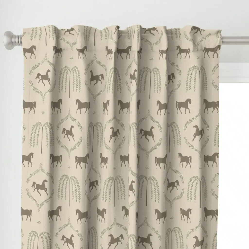 Standish Horse And Willow Curtain Panel - Taupe alternate view