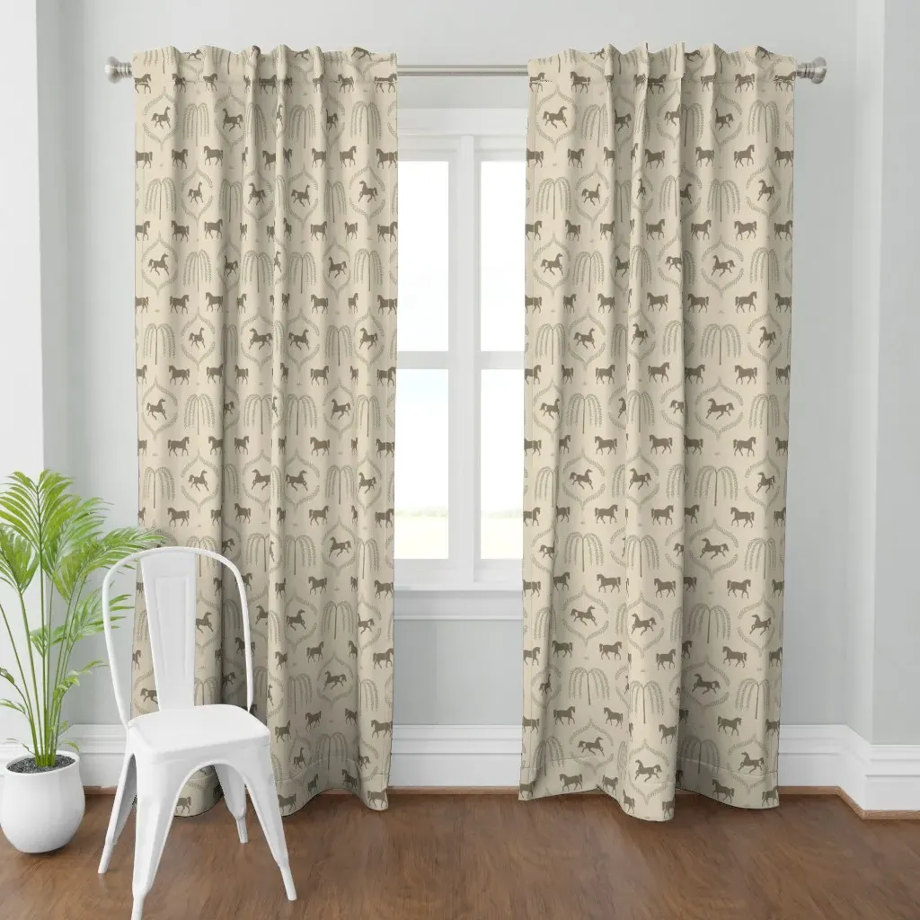 Standish Horse And Willow Curtain Panel - Taupe product