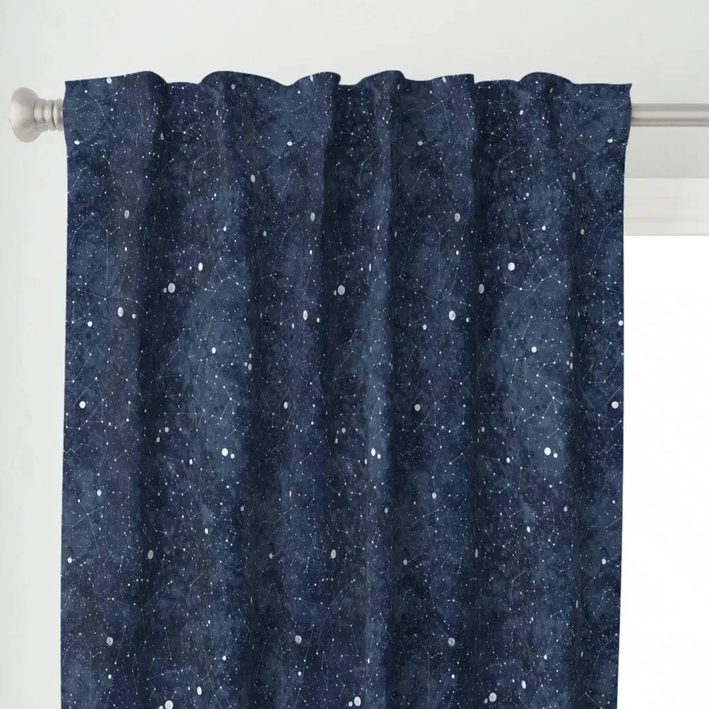Star Constellations Curtain Panel - Dark Blue alternate view