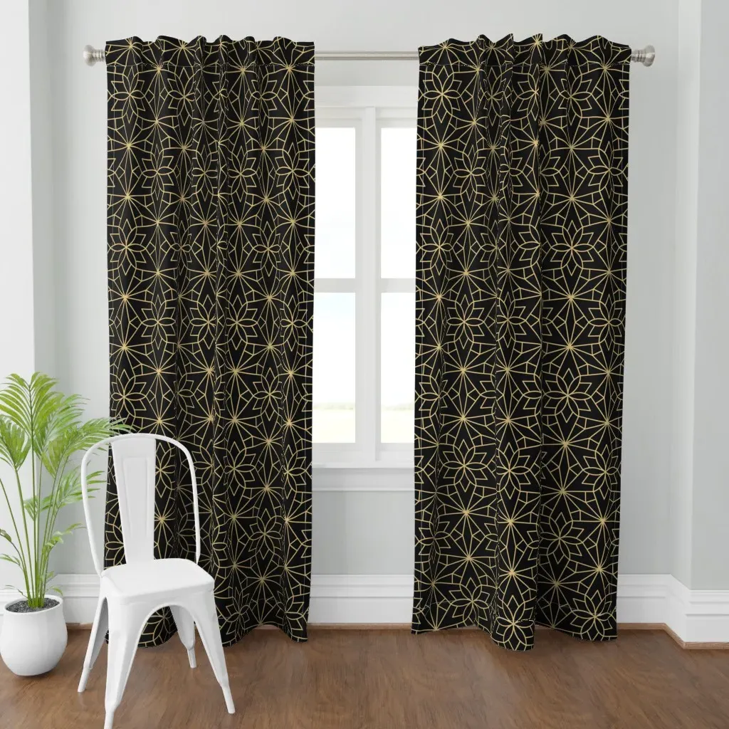 Star Floral Geometric Curtain Panel - Gold product